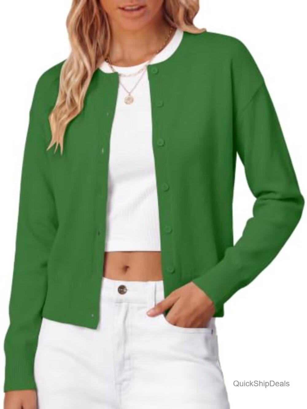 Womens Cropped Wool Blend Cardigan Sweater Lightweight Knit Long Sleeve Layering